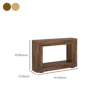 Rustic Country Wood Rectangle Console Table With Shelf Image - 11