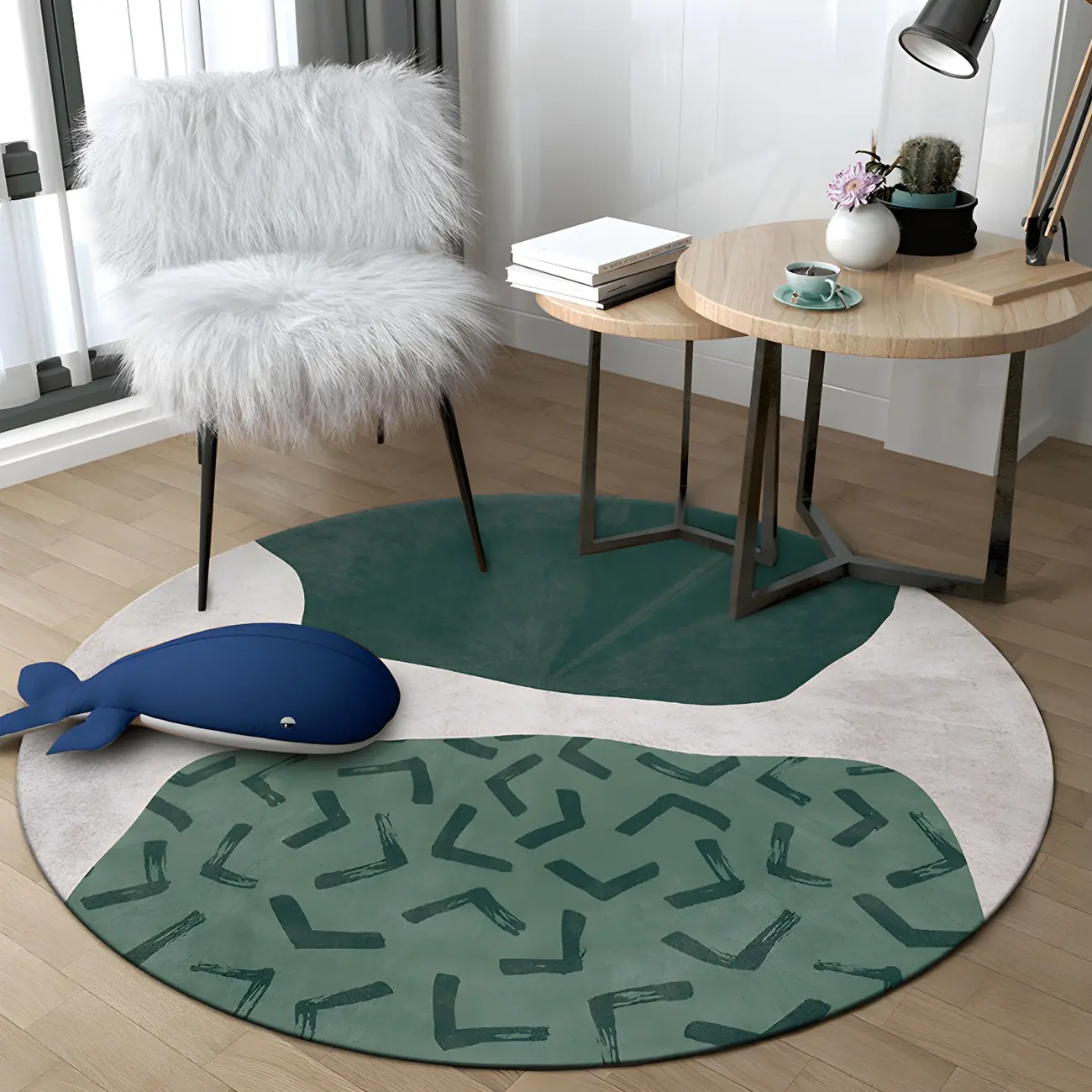 Novelty Abstract Round Area Rug for Living Room Image - 1 | homeyfad