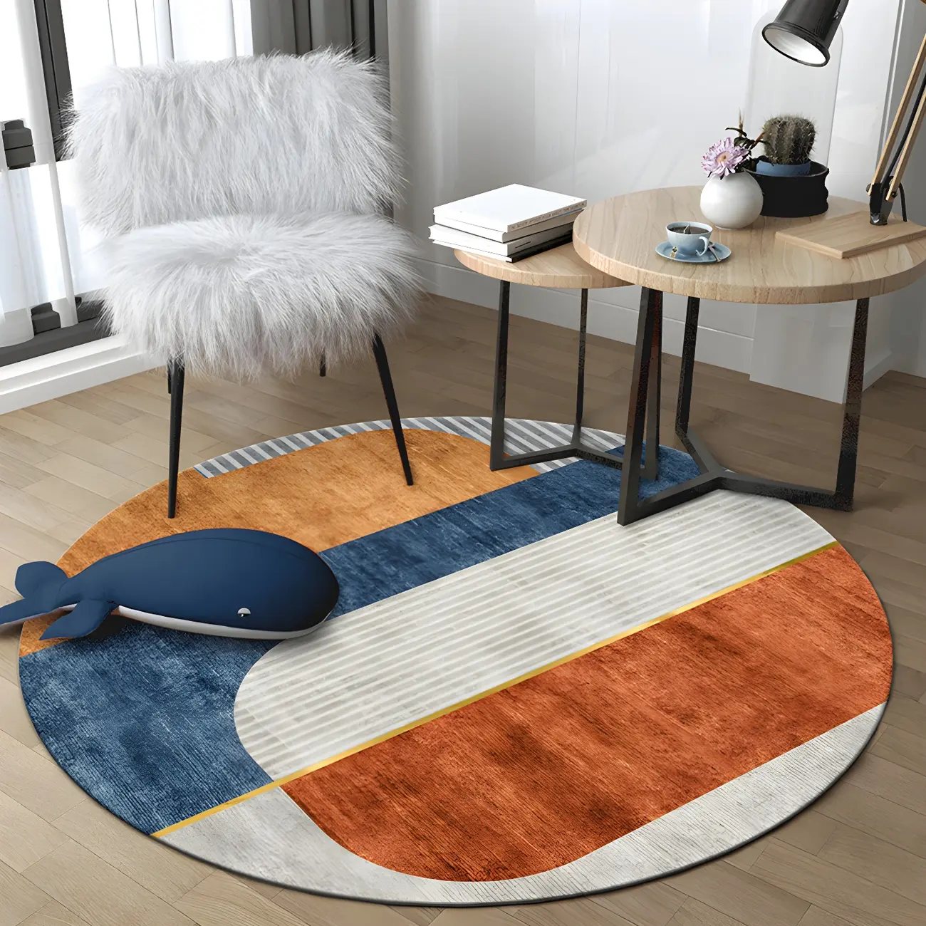 Novelty Abstract Round Area Rug for Living Room Image - 2 | homeyfad