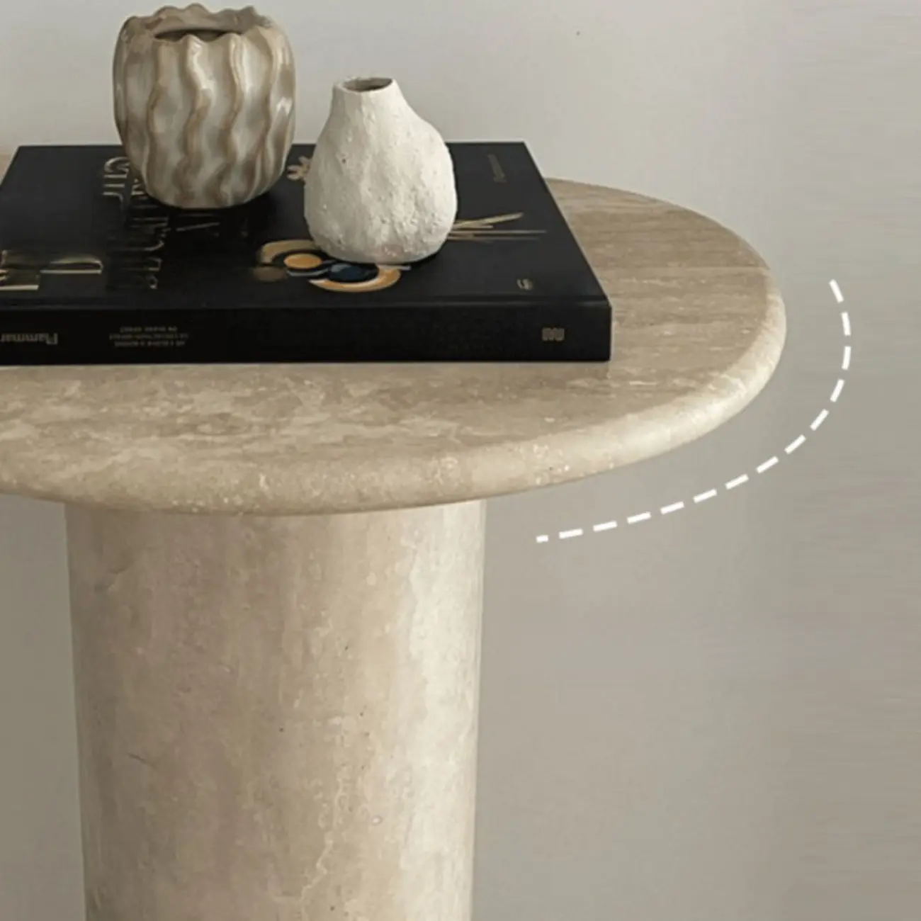 Oval Modern Yellow Travertine Stone Entryway Console Table Image - 6 | homeyfad