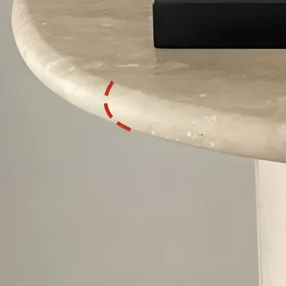 Oval Modern Yellow Travertine Stone Entryway Console Table Image - 7