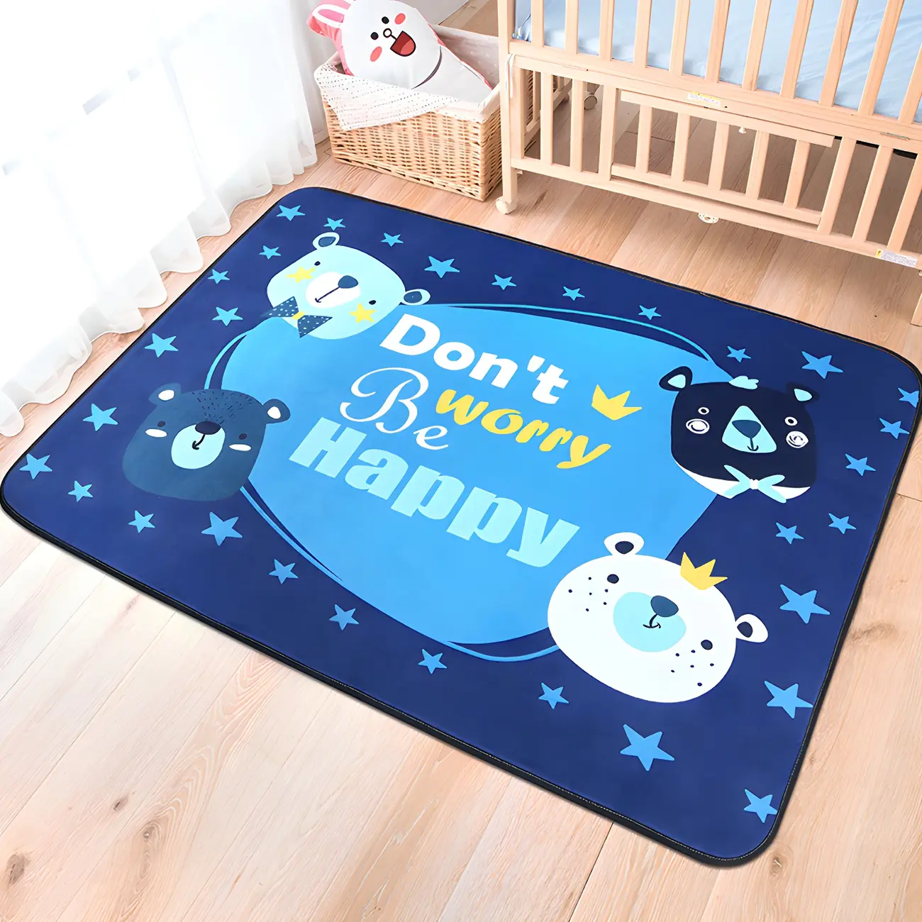 Grey Cartoon Polyester Kids Area Rug for Bedroom Image - 2 | homeyfad