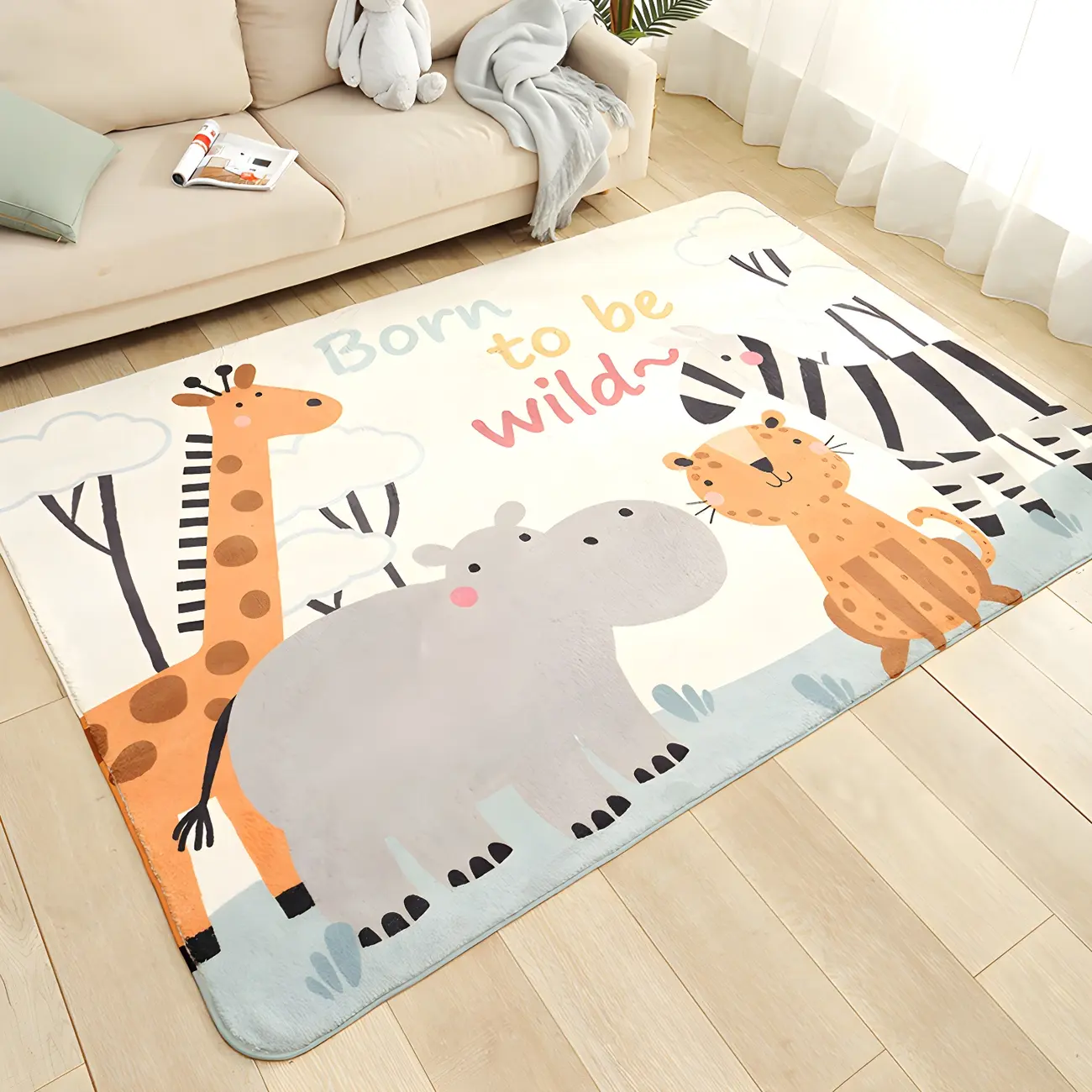 Kids Room Polyester Cartoon Rectangle Area Rug Image - 1 | homeyfad
