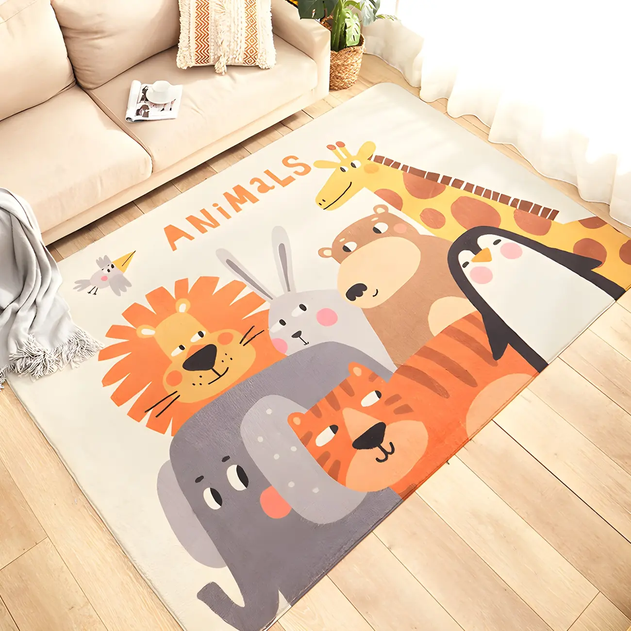 Kids Room Polyester Cartoon Rectangle Area Rug Image - 2 | homeyfad