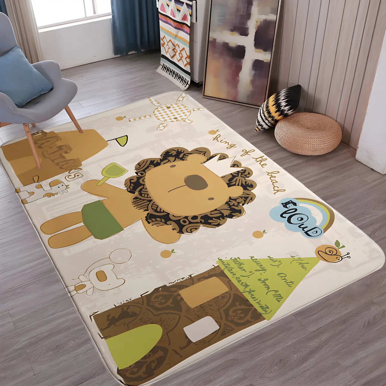 Kids Room Cartoon Wildlife Polyester Area Rug Image - 2 | homeyfad