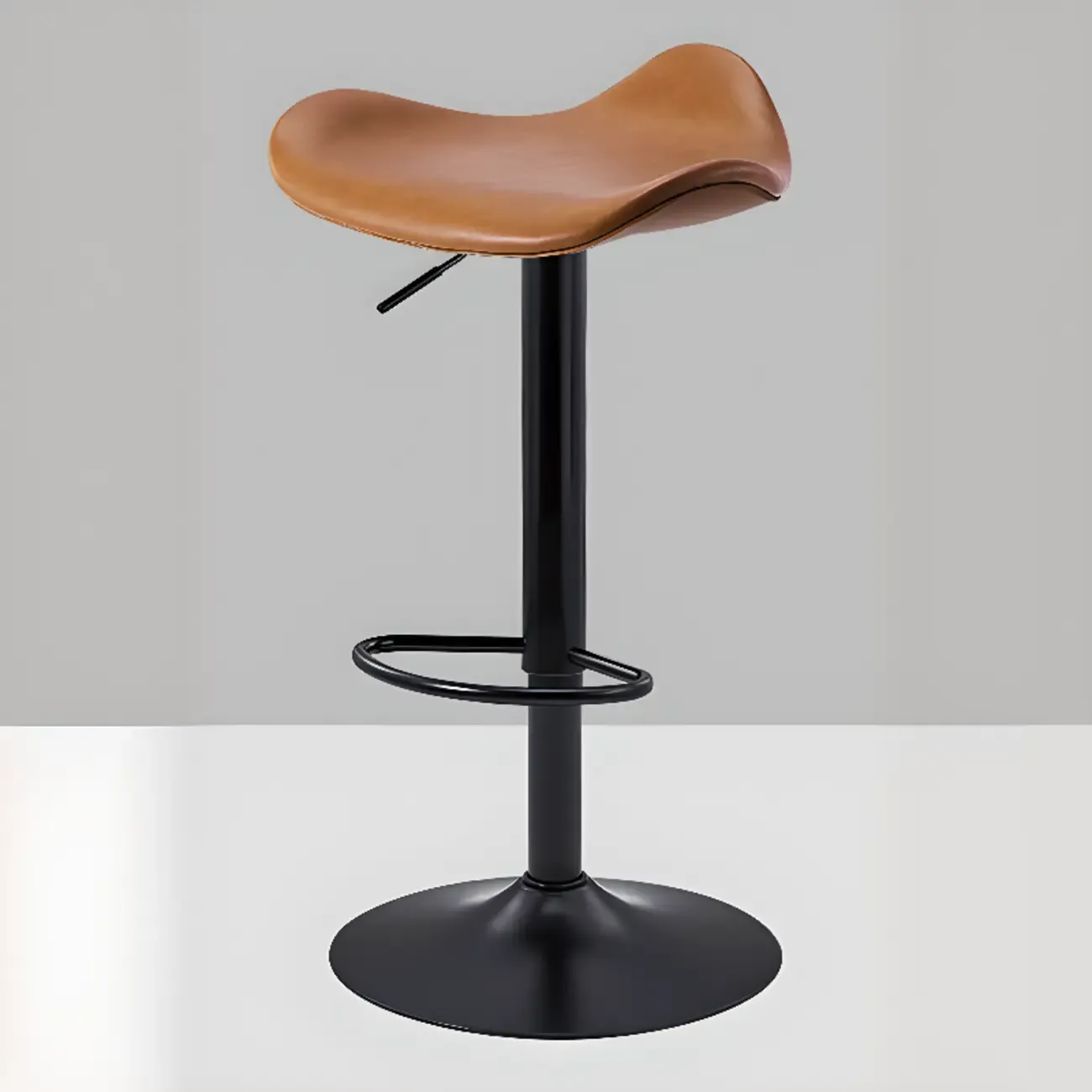 Adjustable Swivel Leather Modern Backless Bar Stools Image - 2