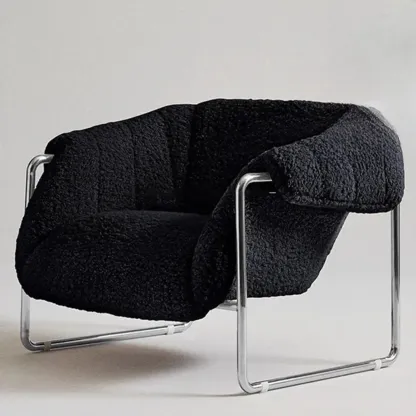 Simple Modern Sherpa Accent Chair with Arms Image - 1