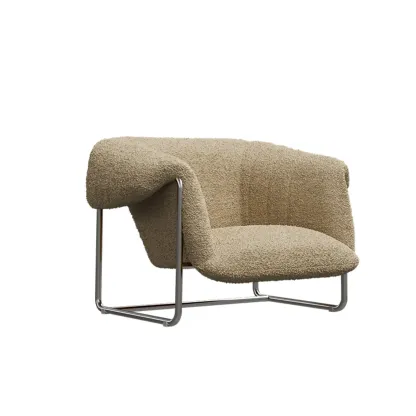 Simple Modern Sherpa Accent Chair with Arms Image - 3