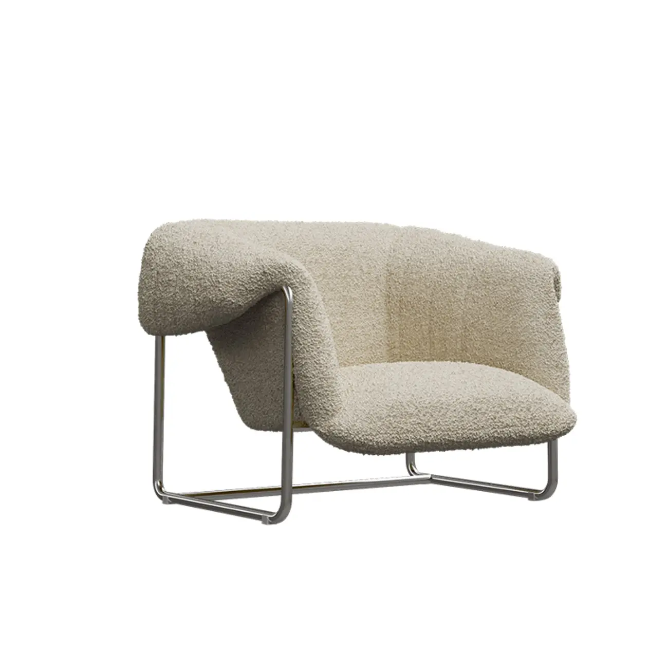 Simple Modern Sherpa Accent Chair with Arms Image - 5 | homeyfad