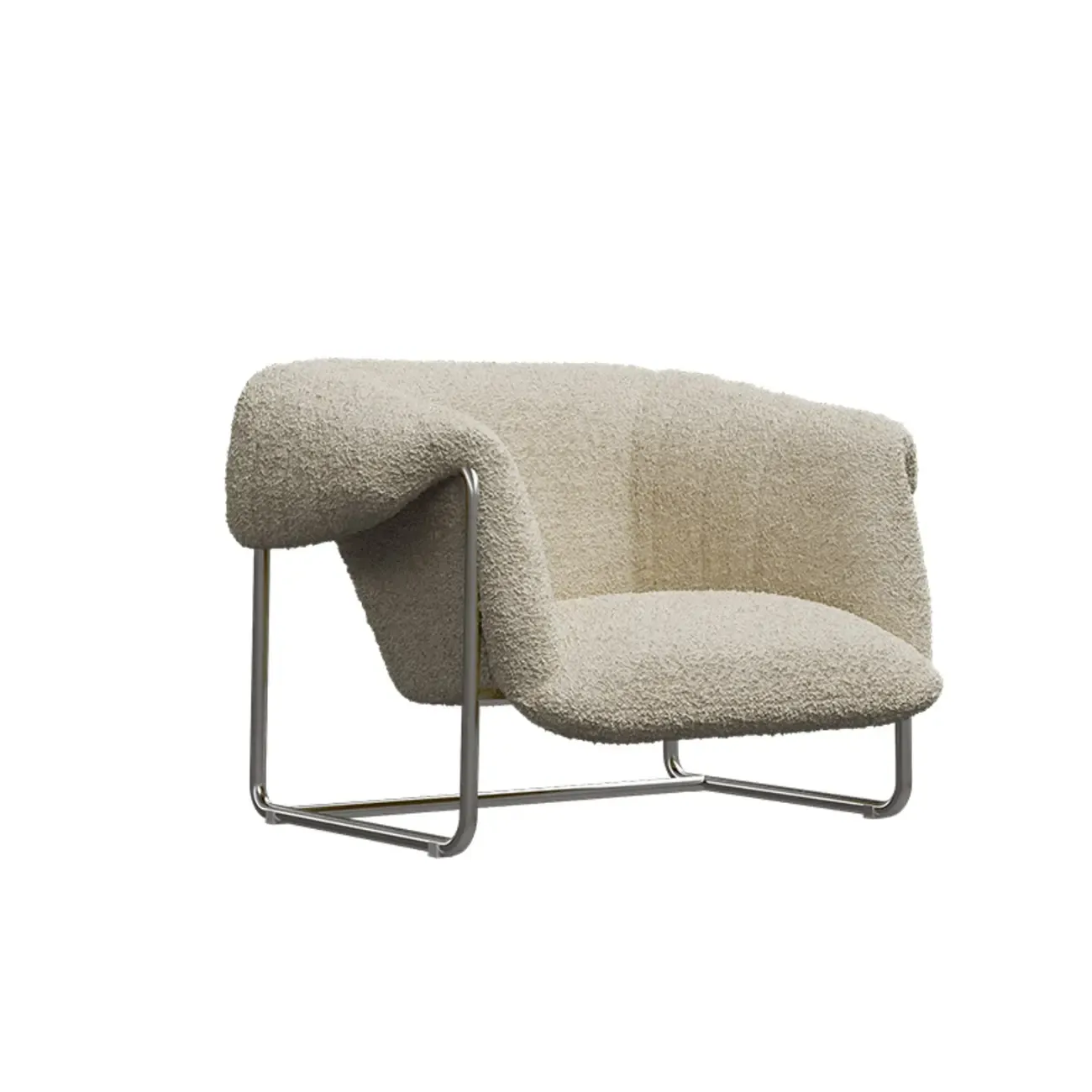 Simple Modern Sherpa Accent Chair with Arms Image - 5
