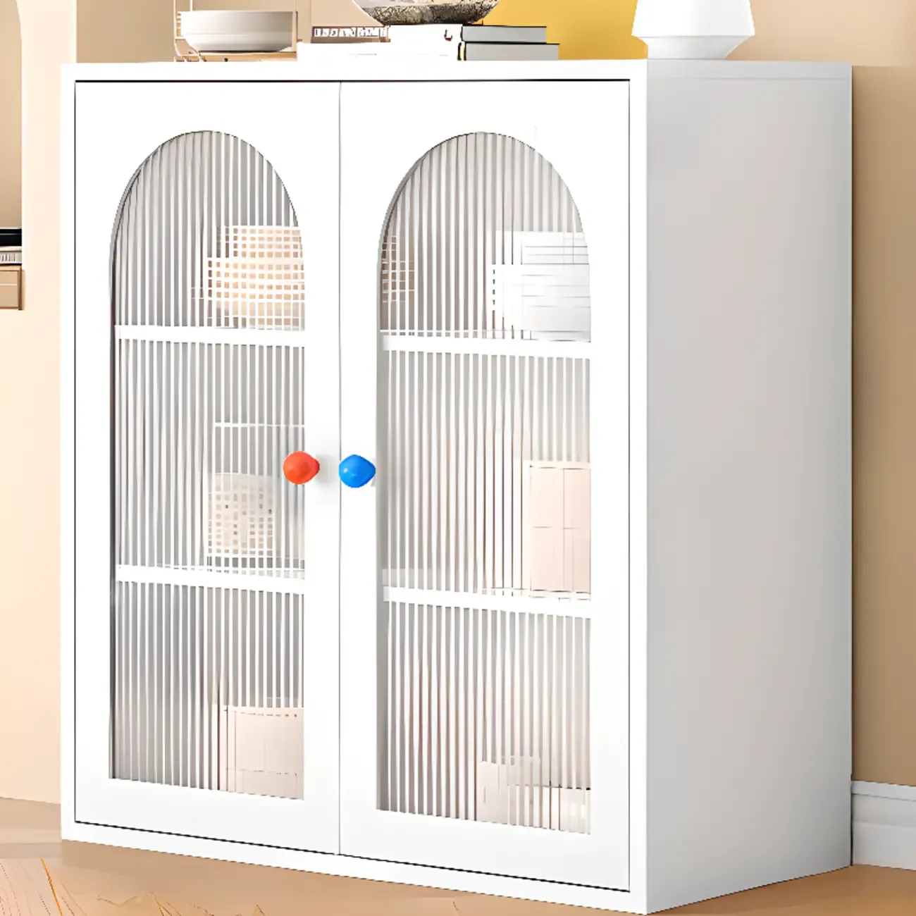 Modern Minimalist Metal Sideboard with Narrow Countertop Image - 3