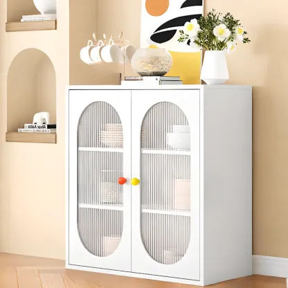 Modern Minimalist Metal Sideboard with Narrow Countertop Image - 8