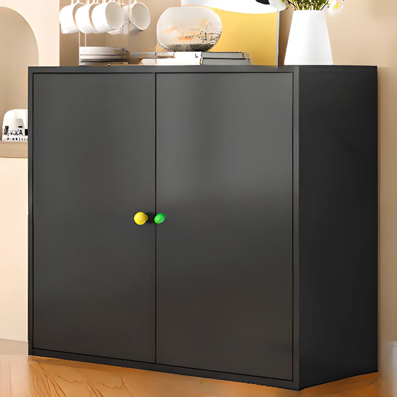 Modern Minimalist Metal Sideboard with Narrow Countertop Image - 10 | homeyfad