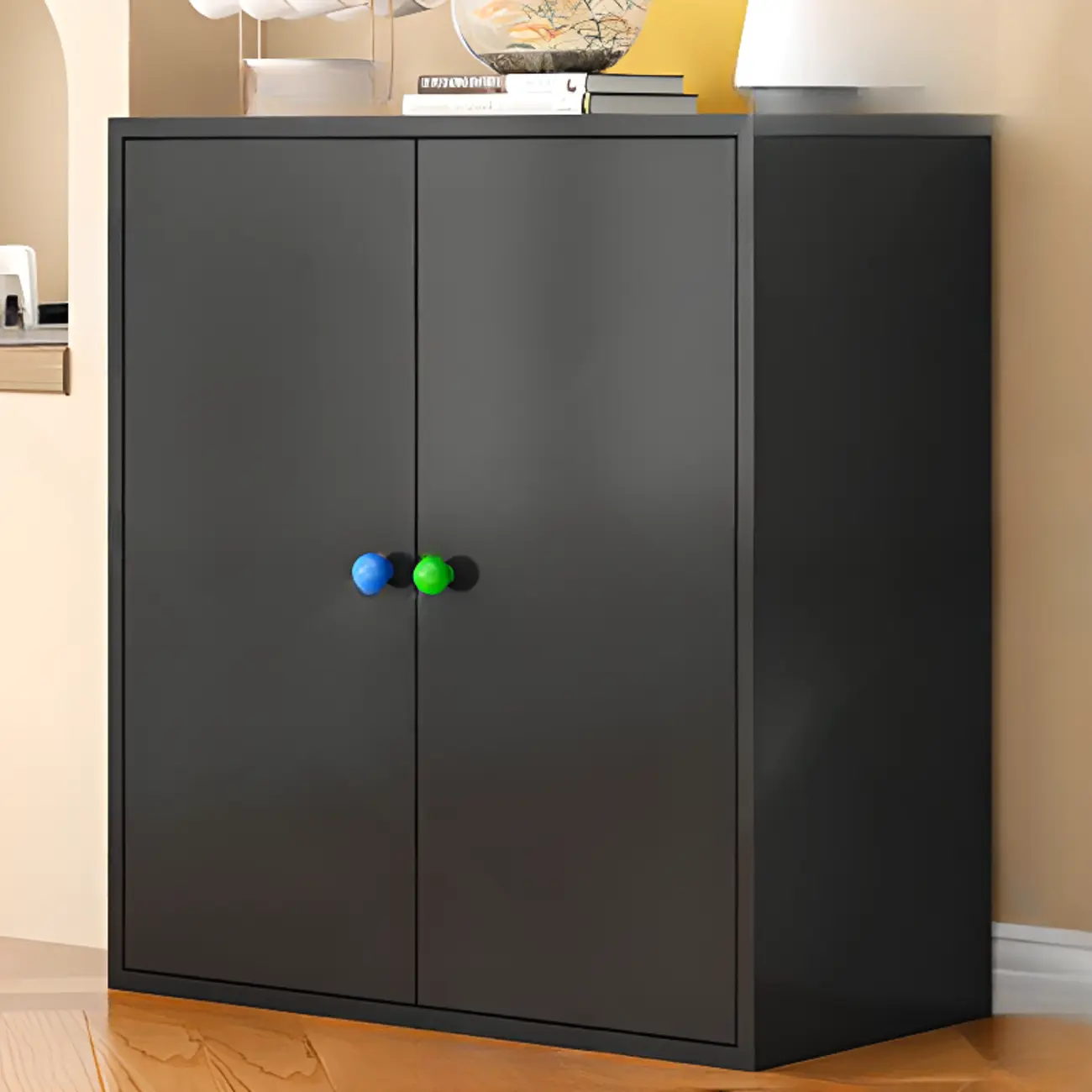 Modern Minimalist Metal Sideboard with Narrow Countertop Image - 11 | homeyfad