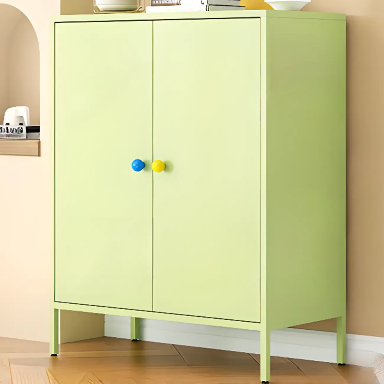 Modern Minimalist Metal Sideboard with Narrow Countertop Image - 12