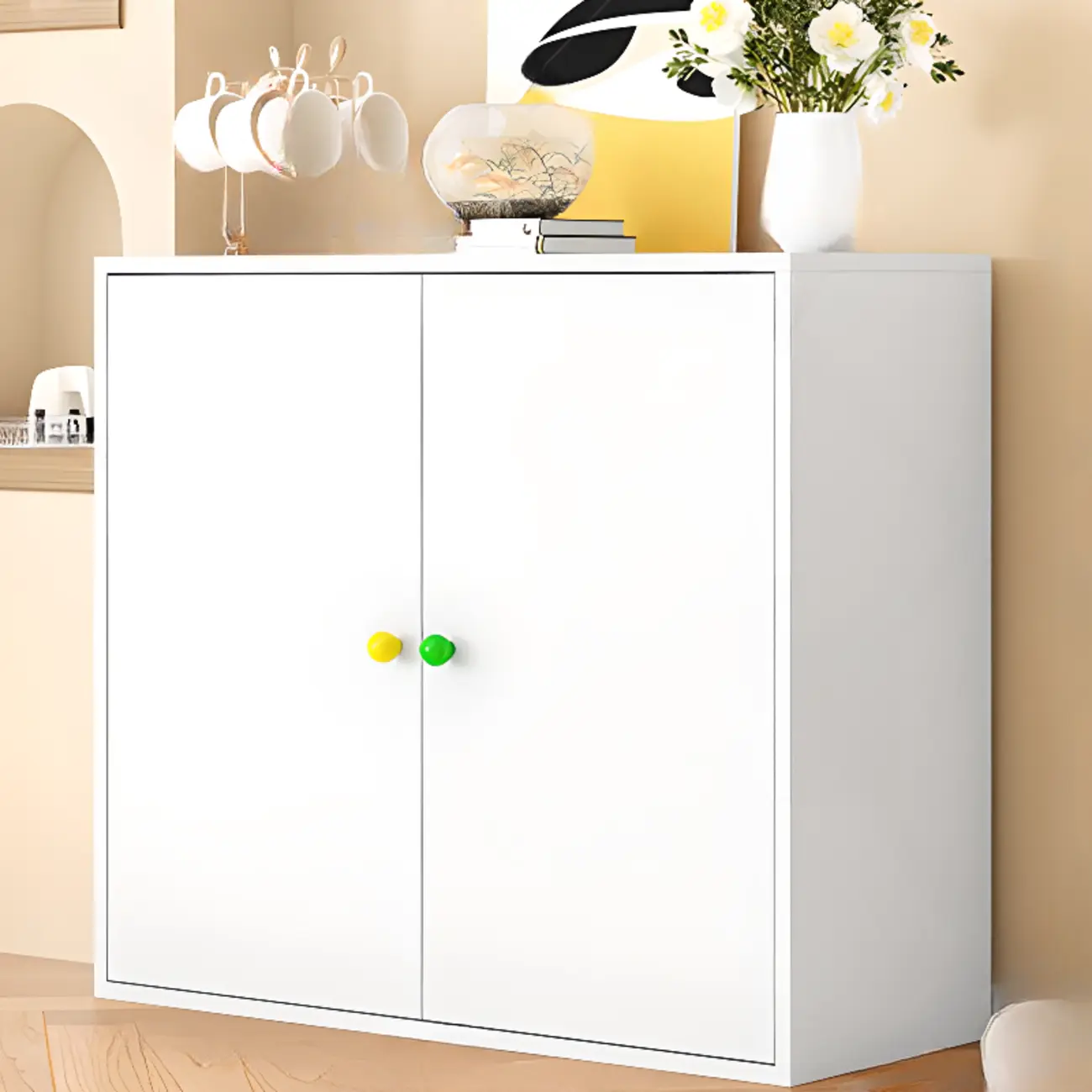 Modern Minimalist Metal Sideboard with Narrow Countertop Image - 13 | homeyfad