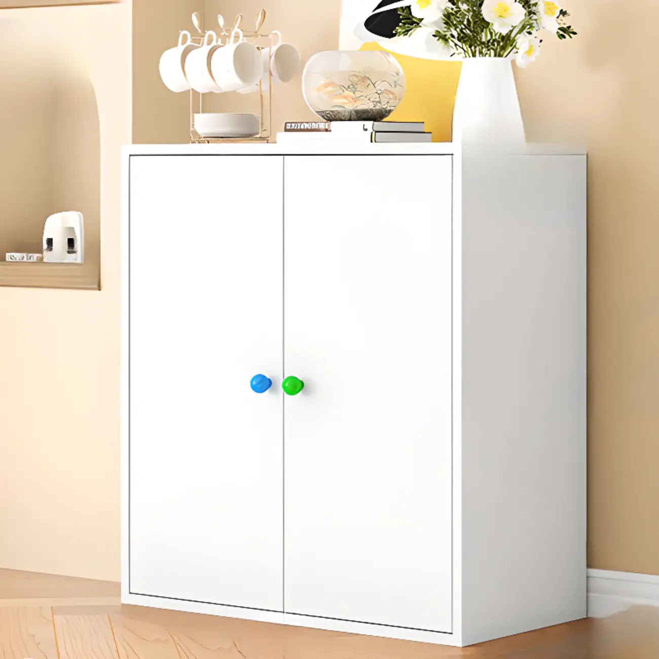 Modern Minimalist Metal Sideboard with Narrow Countertop Image - 14 | homeyfad