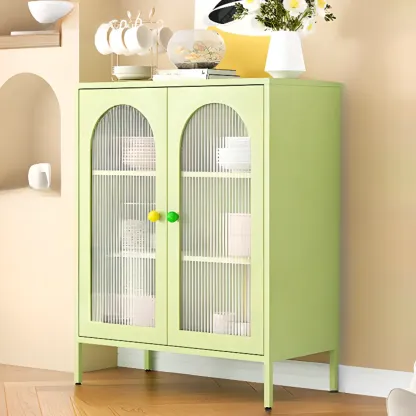 Modern Minimalist Metal Sideboard with Narrow Countertop Image - 16