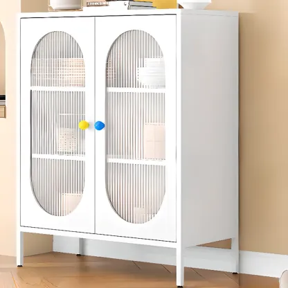 Modern Minimalist Metal Sideboard with Narrow Countertop Image - 17