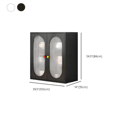 Modern Minimalist Metal Sideboard with Narrow Countertop Image - 32