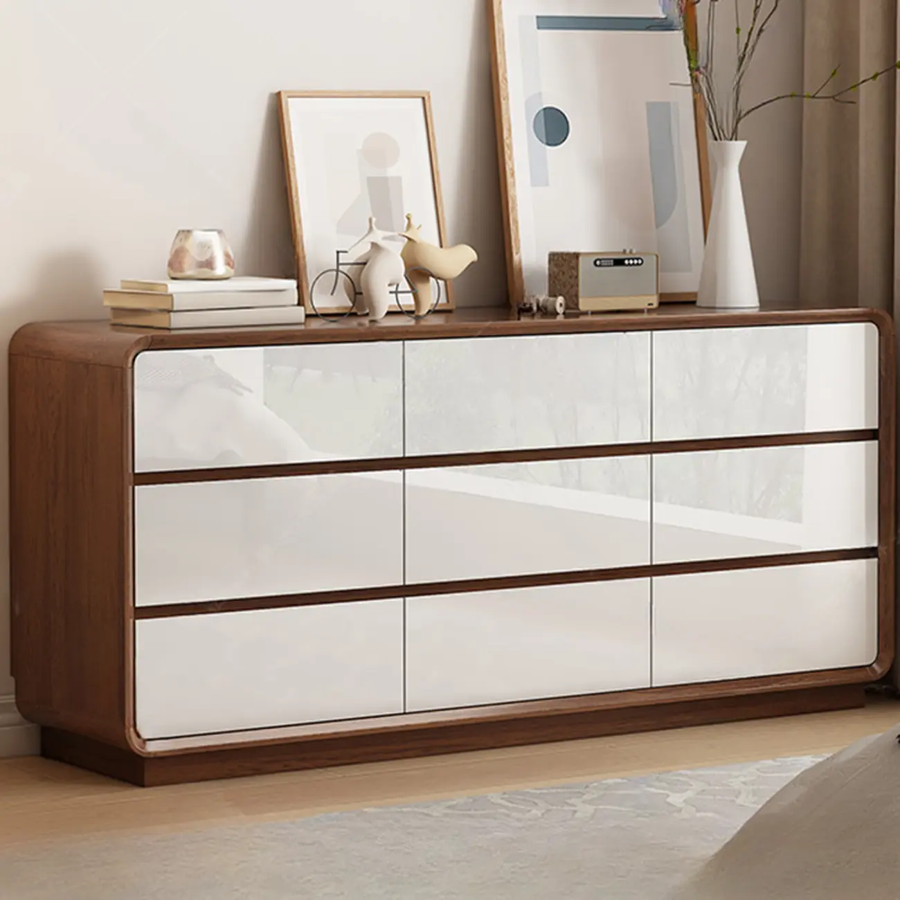 Multi-Drawer Modern Wooden Horizonal Double Dresser Image - 2 | homeyfad