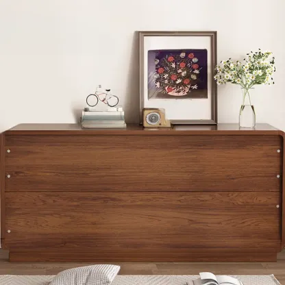 Multi-Drawer Modern Wooden Horizonal Double Dresser Image - 6