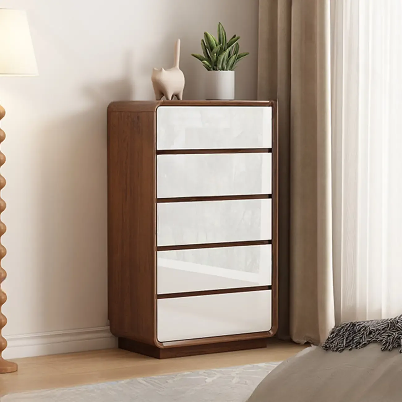 Multi-Drawer Modern Wooden Horizonal Double Dresser Image - 9