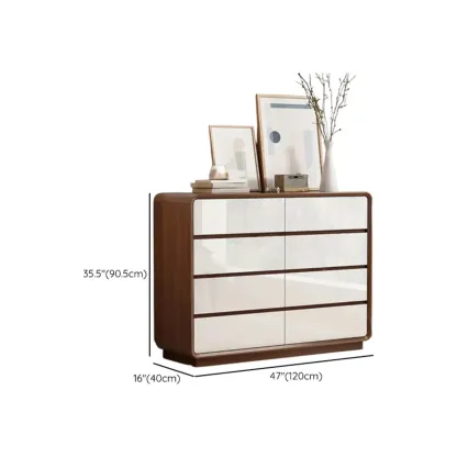 Multi-Drawer Modern Wooden Horizonal Double Dresser Image - 15