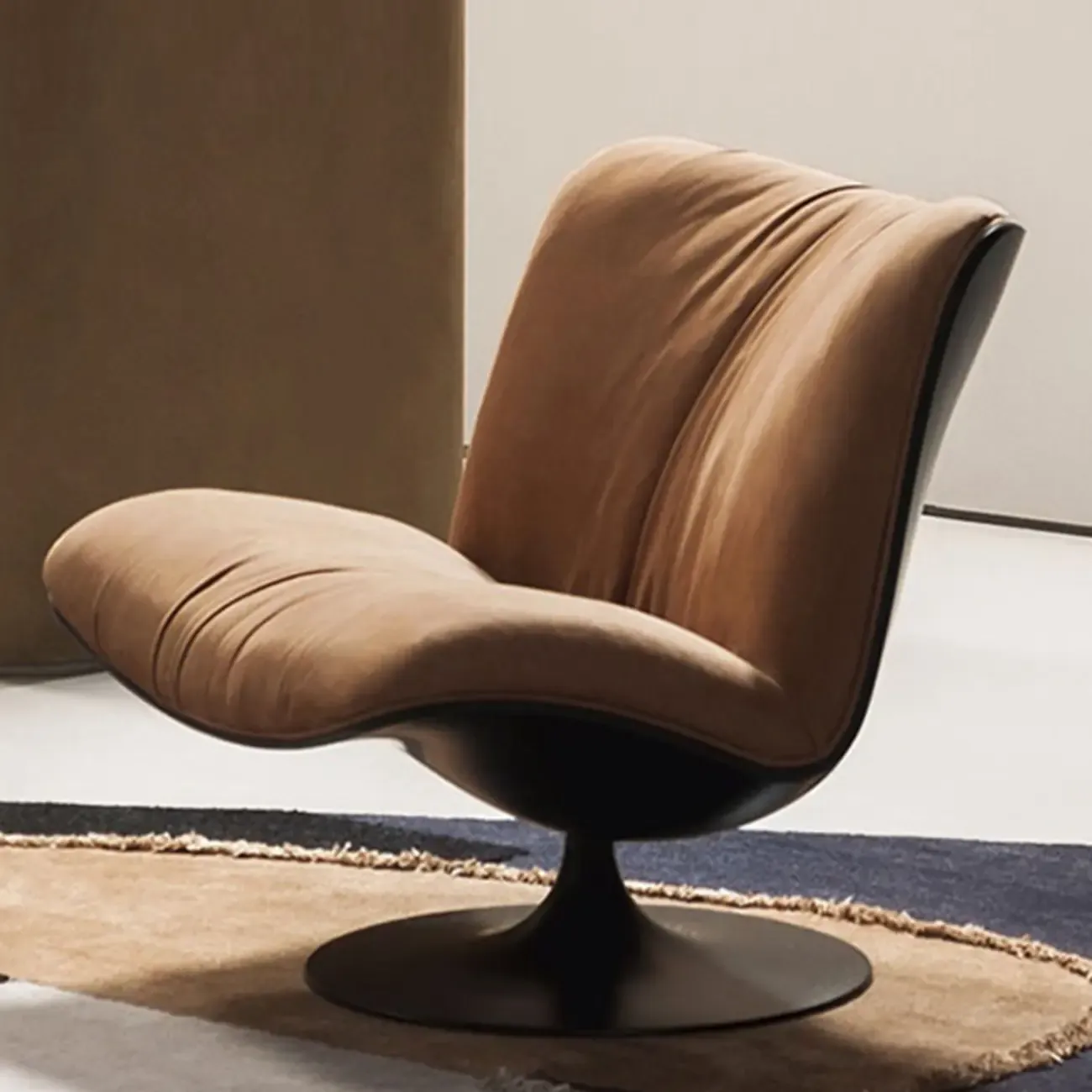 Swivel High-Back Tech Cloth Armless Accent Chair Image - 4