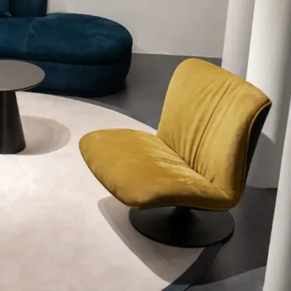 Swivel High-Back Tech Cloth Armless Accent Chair Image - 6