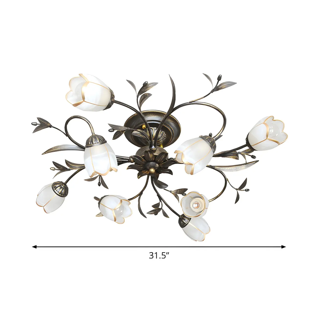 Antique Brass Vintage Floral Semi Flush Ceiling Light Image - 10 | homeyfad