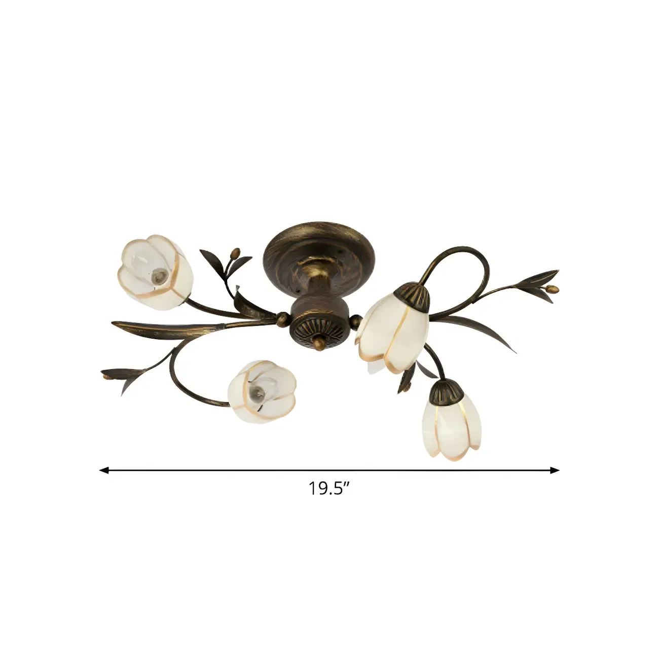 Antique Brass Vintage Floral Semi Flush Ceiling Light Image - 11