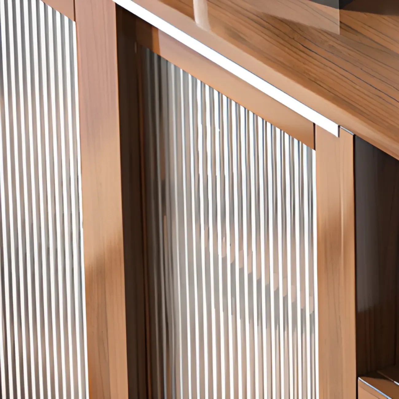 Modern Wood Buffet with Sliding Doors and Drawers Image - 4