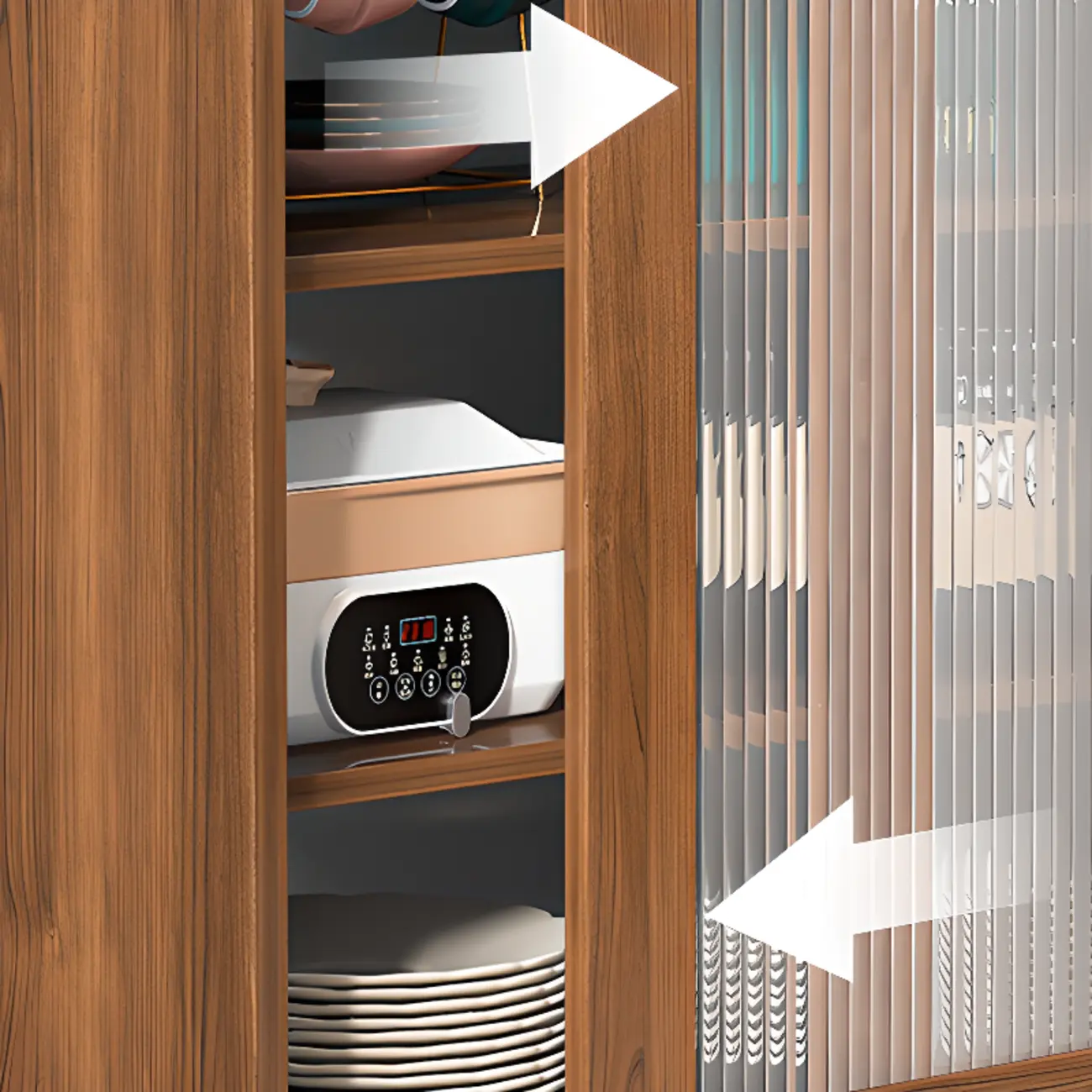 Modern Wood Buffet with Sliding Doors and Drawers Image - 6 | homeyfad