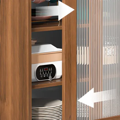 Modern Wood Buffet with Sliding Doors and Drawers Image - 6