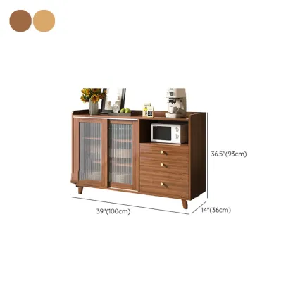 Modern Wood Buffet with Sliding Doors and Drawers Image - 14