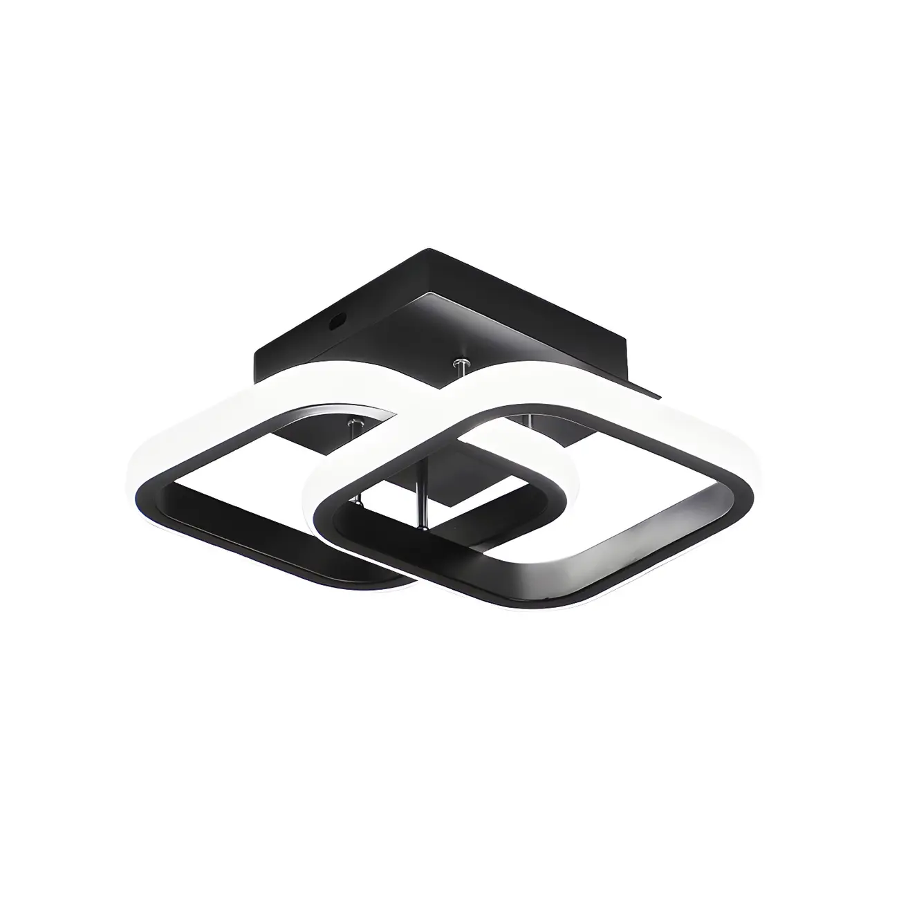 Black Geometric Metal LED Semi Flush Mount Ceiling Light | homeyfad