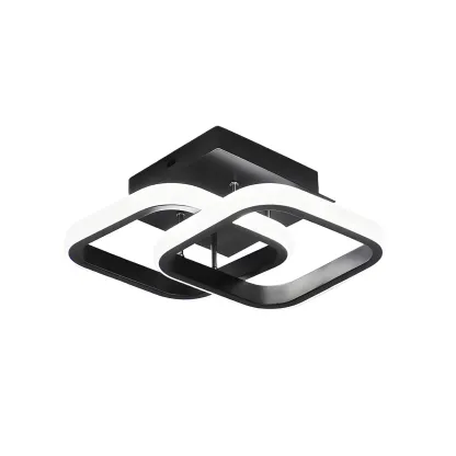 Black Geometric Metal LED Semi Flush Mount Ceiling Light