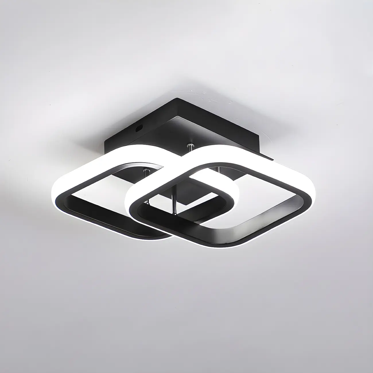 Black Geometric Metal LED Semi Flush Mount Ceiling Light | homeyfad