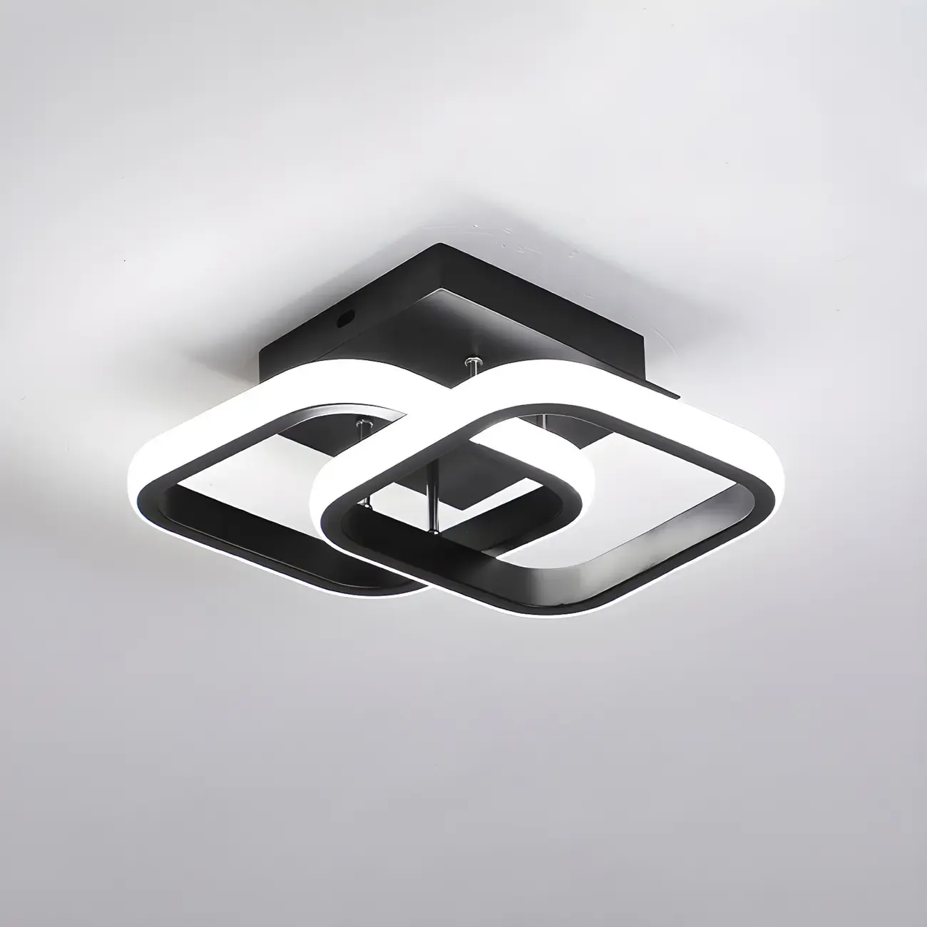 Black Geometric Metal LED Semi Flush Mount Ceiling Light