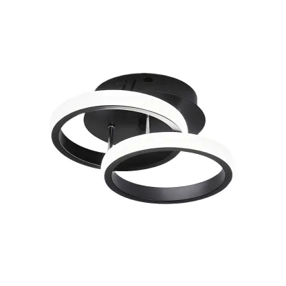 Black Geometric Metal LED Semi Flush Mount Ceiling Light