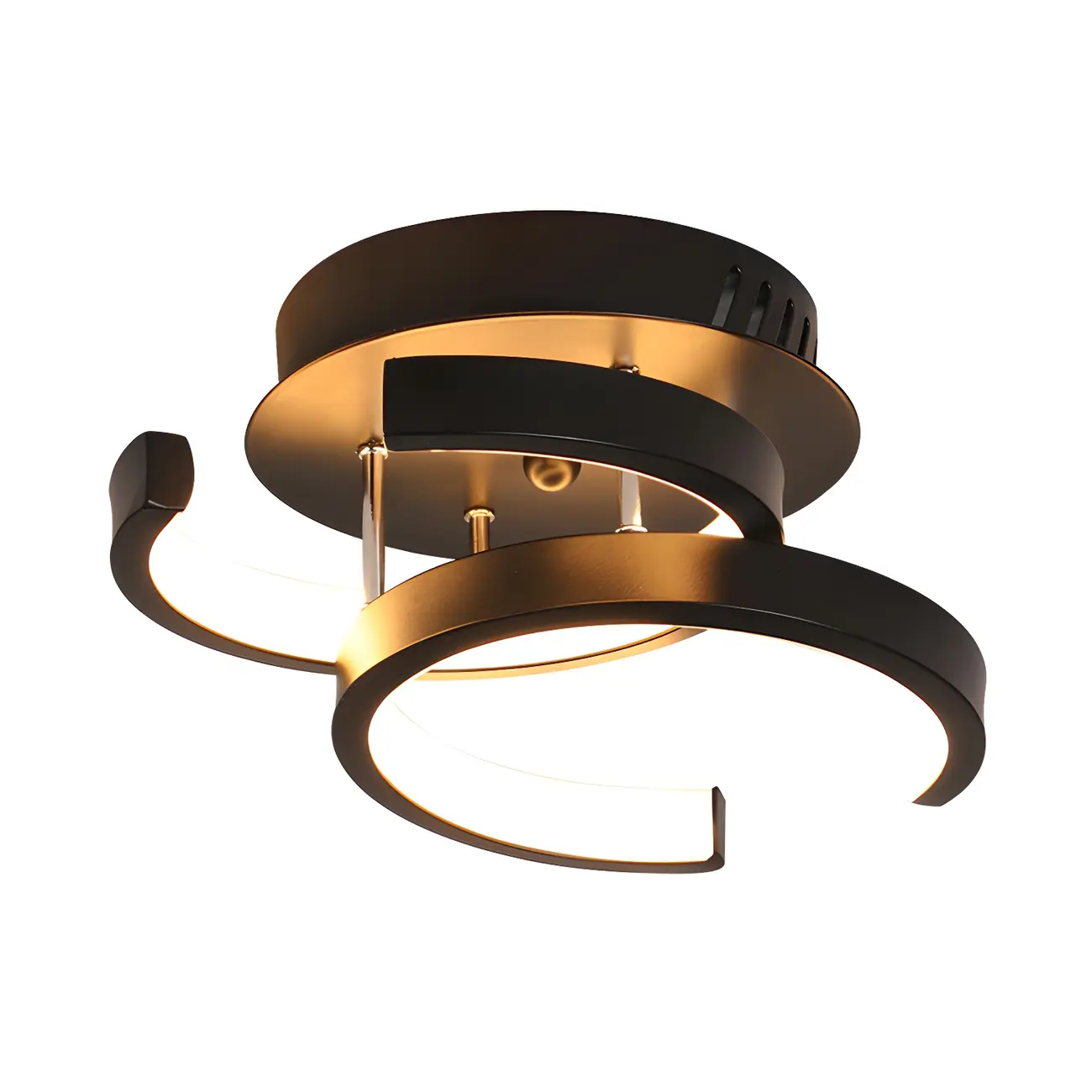 Black Geometric Metal LED Semi Flush Mount Ceiling Light | homeyfad