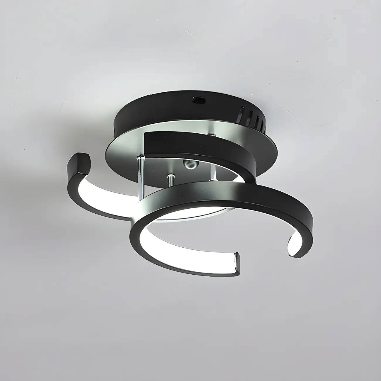 Black Geometric Metal LED Semi Flush Mount Ceiling Light | homeyfad