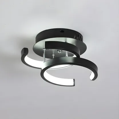 Black Geometric Metal LED Semi Flush Mount Ceiling Light