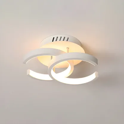 Black Geometric Metal LED Semi Flush Mount Ceiling Light