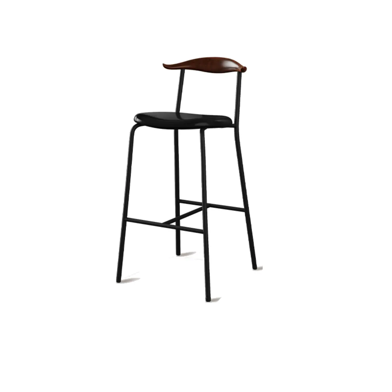 Scandinavian Metal Frame Armless Bar Stools Wood Back Image - 10 | homeyfad