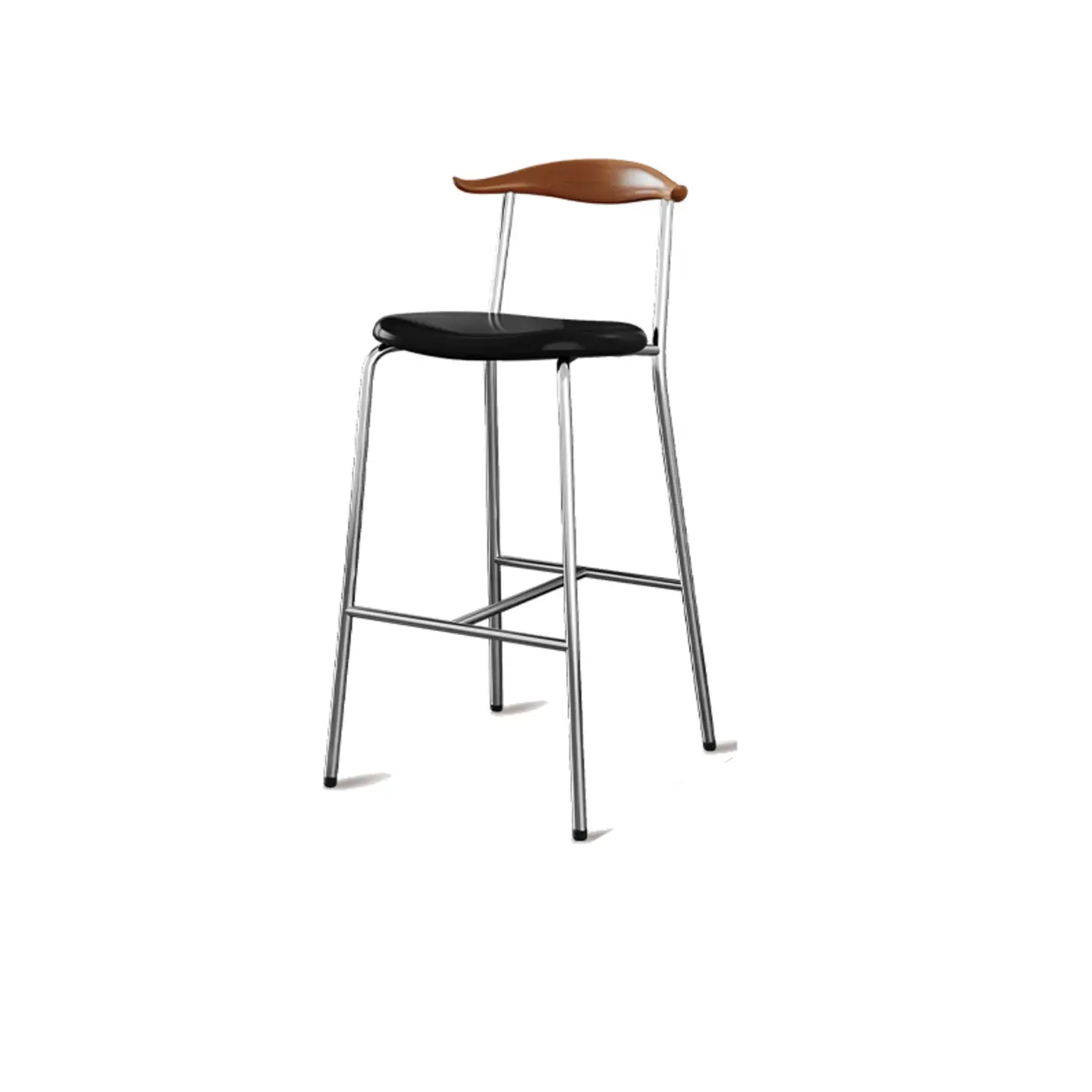 Scandinavian Metal Frame Armless Bar Stools Wood Back Image - 15 | homeyfad