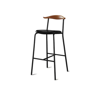 Scandinavian Metal Frame Armless Bar Stools Wood Back Image - 17
