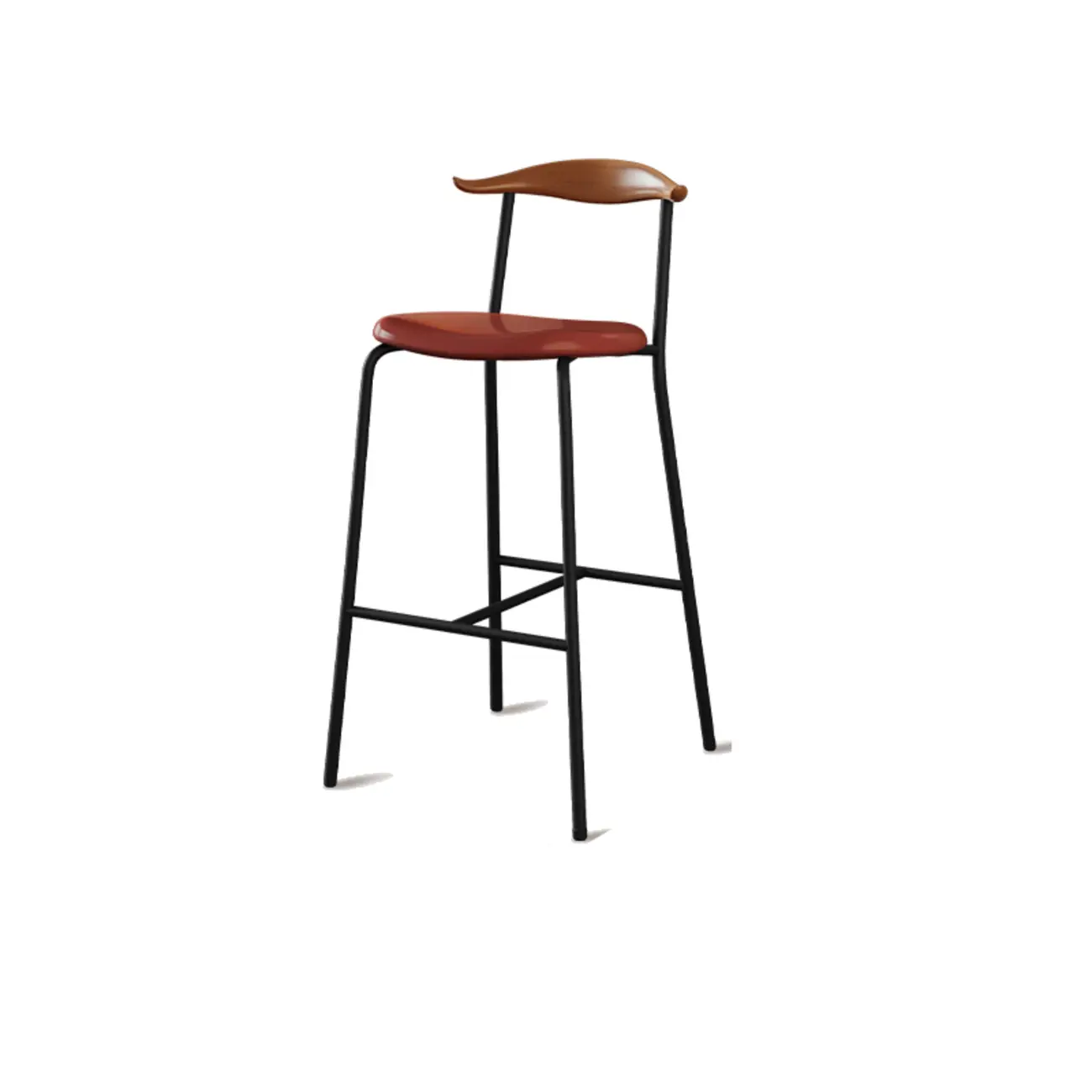 Scandinavian Metal Frame Armless Bar Stools Wood Back Image - 19 | homeyfad