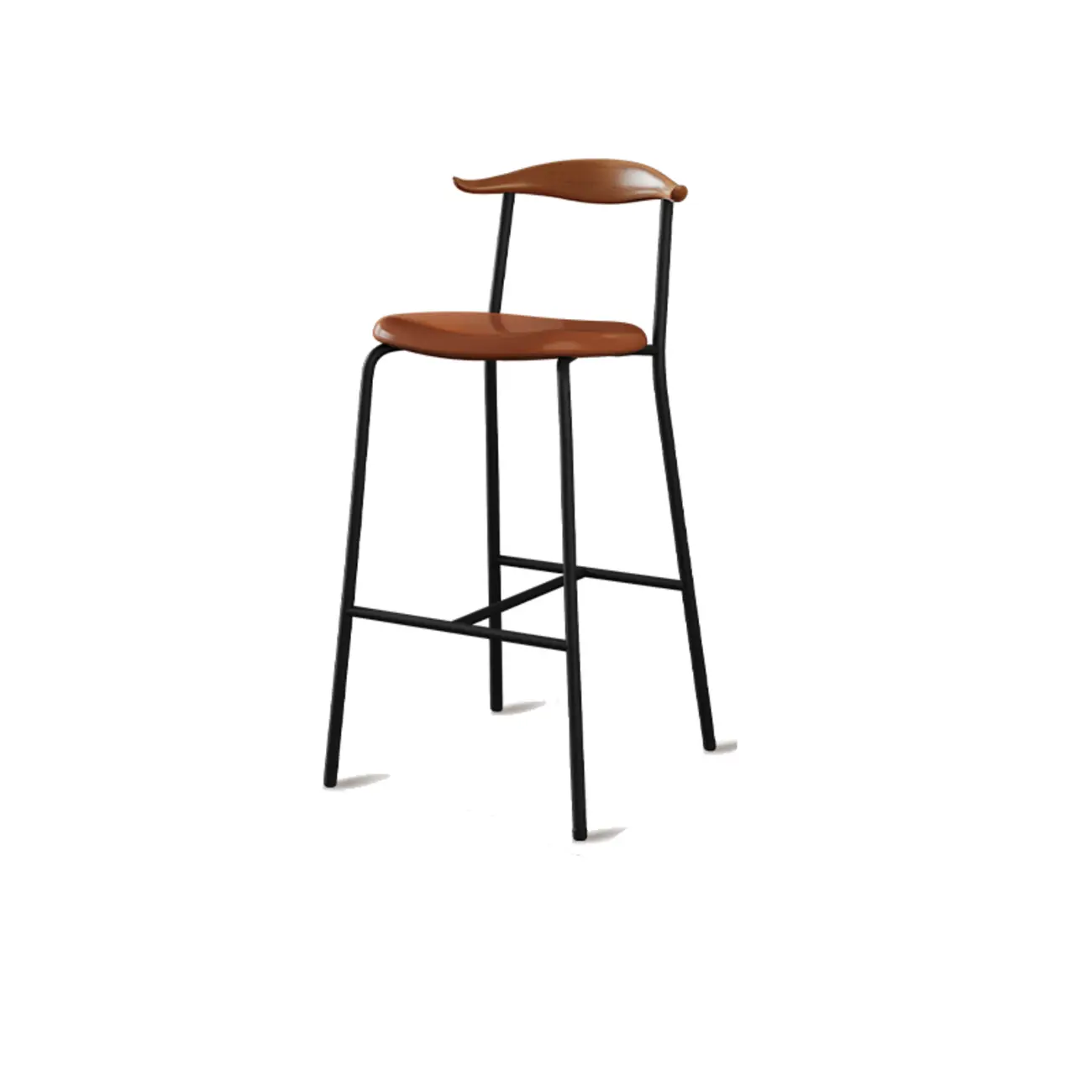 Scandinavian Metal Frame Armless Bar Stools Wood Back Image - 20 | homeyfad